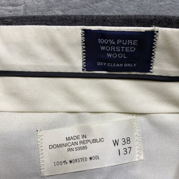 Vintage Tailors Row By Deansgate Worsted Wool Cuffed Pants Men’s Size 38x37 Gray - Picture 9 of 11